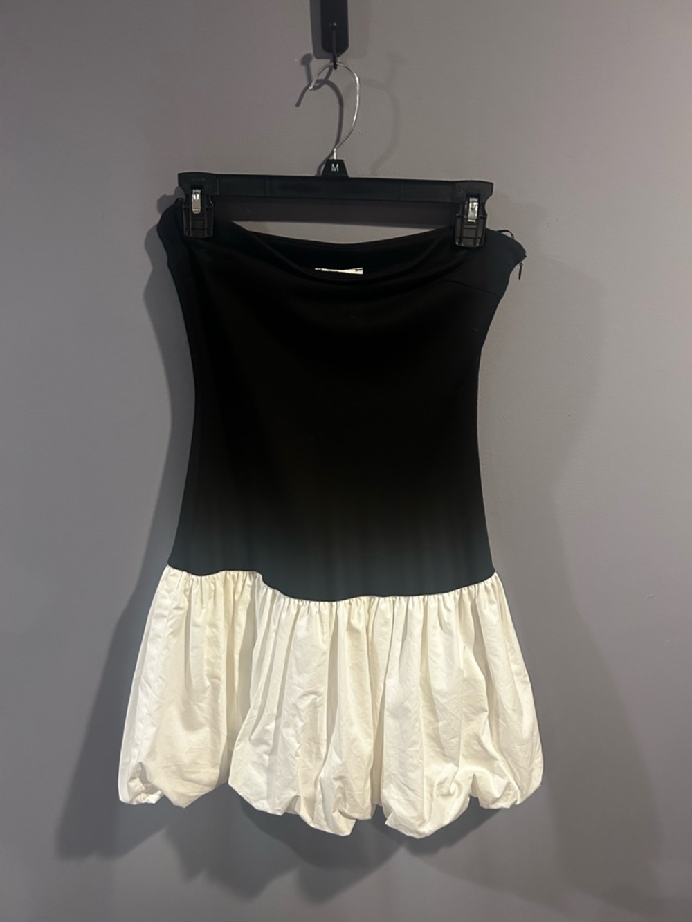 Pcill Black & White Strapless Bubble Hem Dress | Size Medium | Never Worn